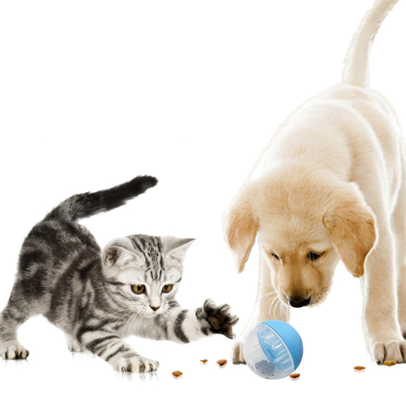 HKM-2043197 Pet Food Dispensing Tumbler Toy for Dogs and Cats - Durable Plastic, 8.5CM, Available in Blue, Pink, Yellow