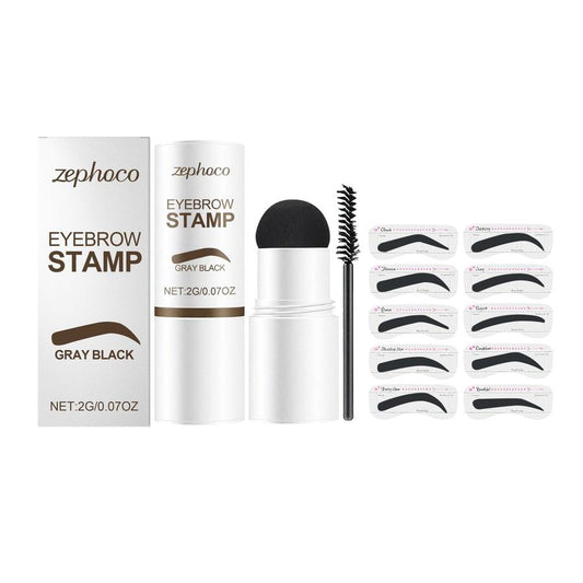 HKM-204371 Eyebrow Stamp Kit with Powder, Brush, and Card for Perfect Brows
