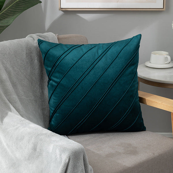 HKM-204435 Velvet Plaid Pillowcase for Home Sofa and Bedside - Soft and Breathable Cushion Cover