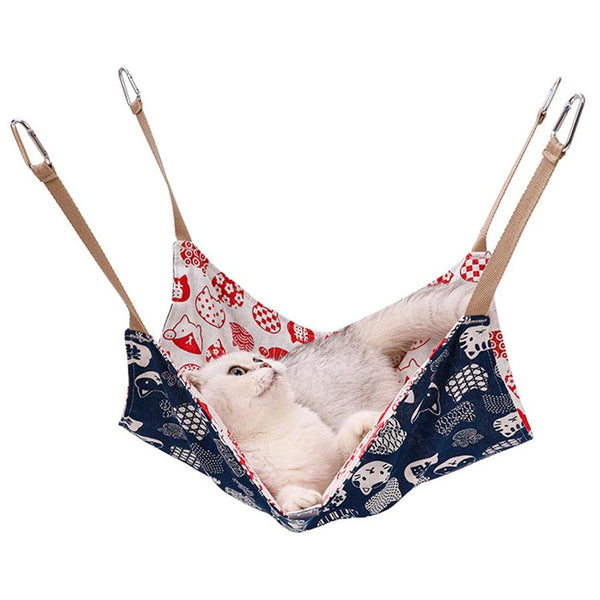 HKM-204627 Multicolor Cotton Linen Cat Hammock Bed with Durable Hanging Hook - 47x47cm