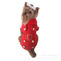 HKM-2046525 Warm Woolen Dog Coat for Autumn and Winter - Red/Gray, Sizes S-XL