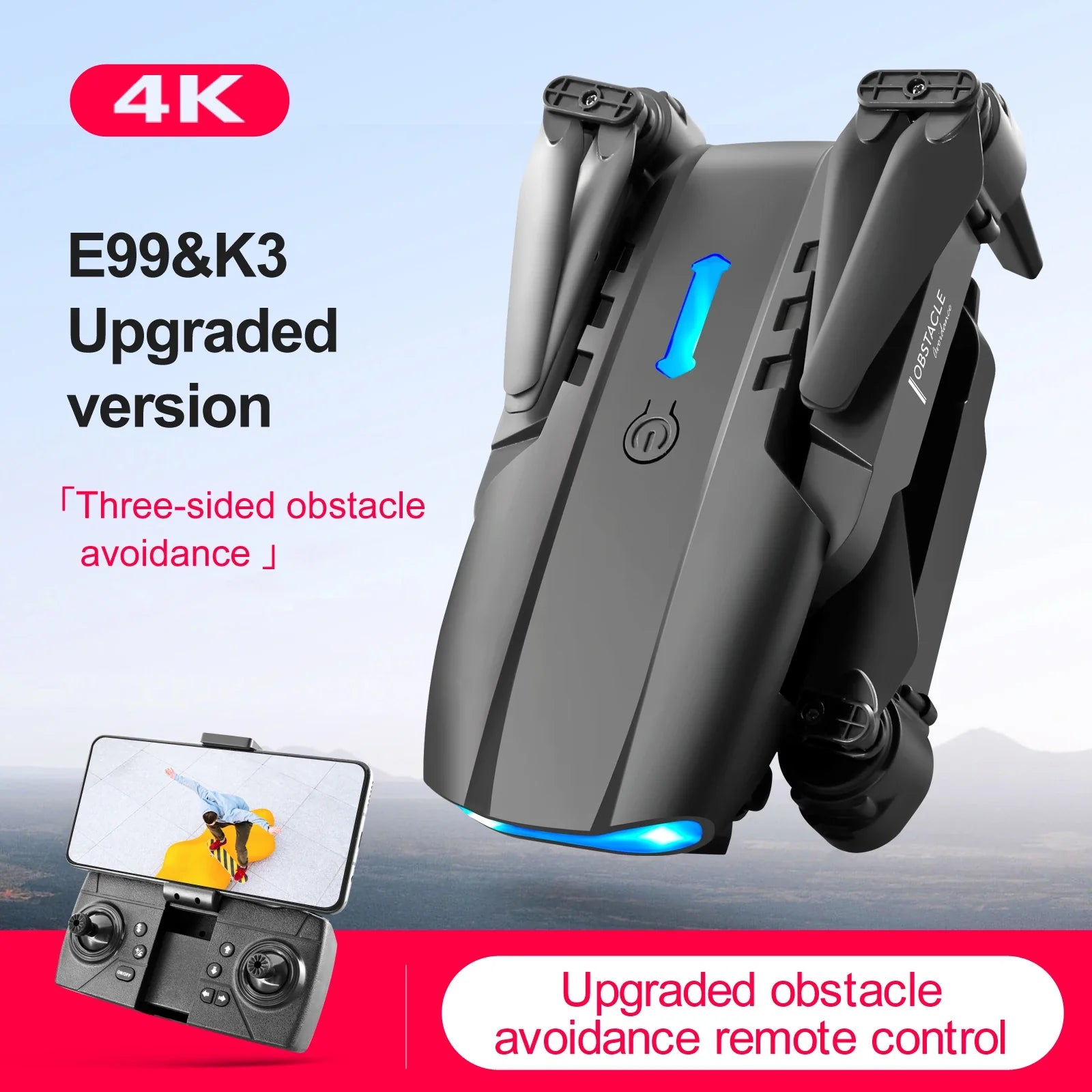 HKM-204755 E99 Pro 2 K3 Professional Mini Drone with HD 4K Dual Camera and GPS Remote Control