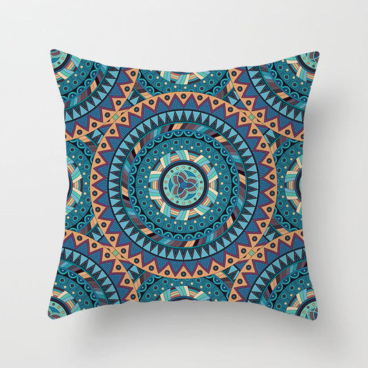 HKM-204755 Mandala Printed Peach Skin Pillowcase for Sofa – Soft and Stylish Cushion Cover