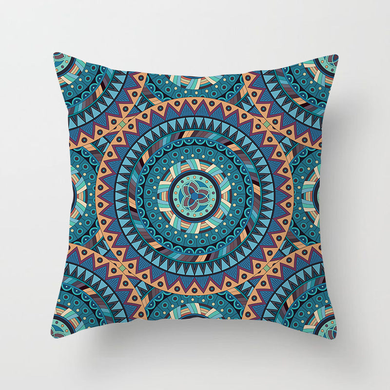 HKM-204755 Mandala Printed Peach Skin Pillowcase for Sofa – Soft and Stylish Cushion Cover