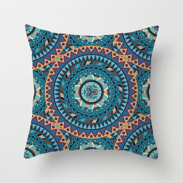 HKM-204755 Mandala Printed Peach Skin Pillowcase for Sofa – Soft and Stylish Cushion Cover
