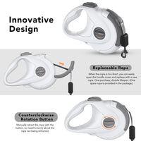 HKM-2047933 Retractable Reflective Dog Traction Belt - 4m Adjustable Pet Leash in Black or Off-White