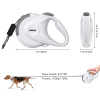 HKM-2047933 Retractable Reflective Dog Traction Belt - 4m Adjustable Pet Leash in Black or Off-White