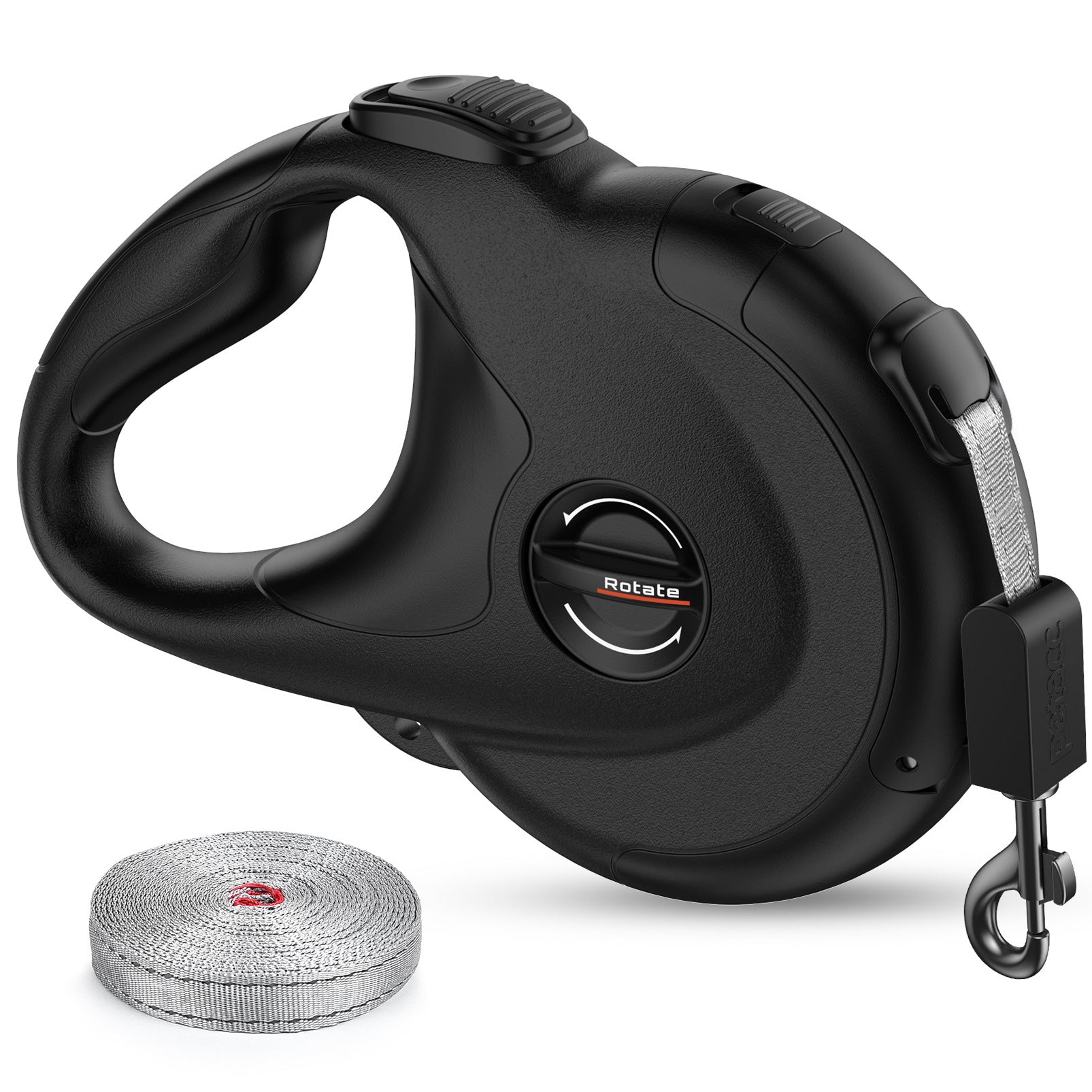 HKM-2047933 Retractable Reflective Dog Traction Belt - 4m Adjustable Pet Leash in Black or Off-White