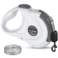 HKM-2047933 Retractable Reflective Dog Traction Belt - 4m Adjustable Pet Leash in Black or Off-White