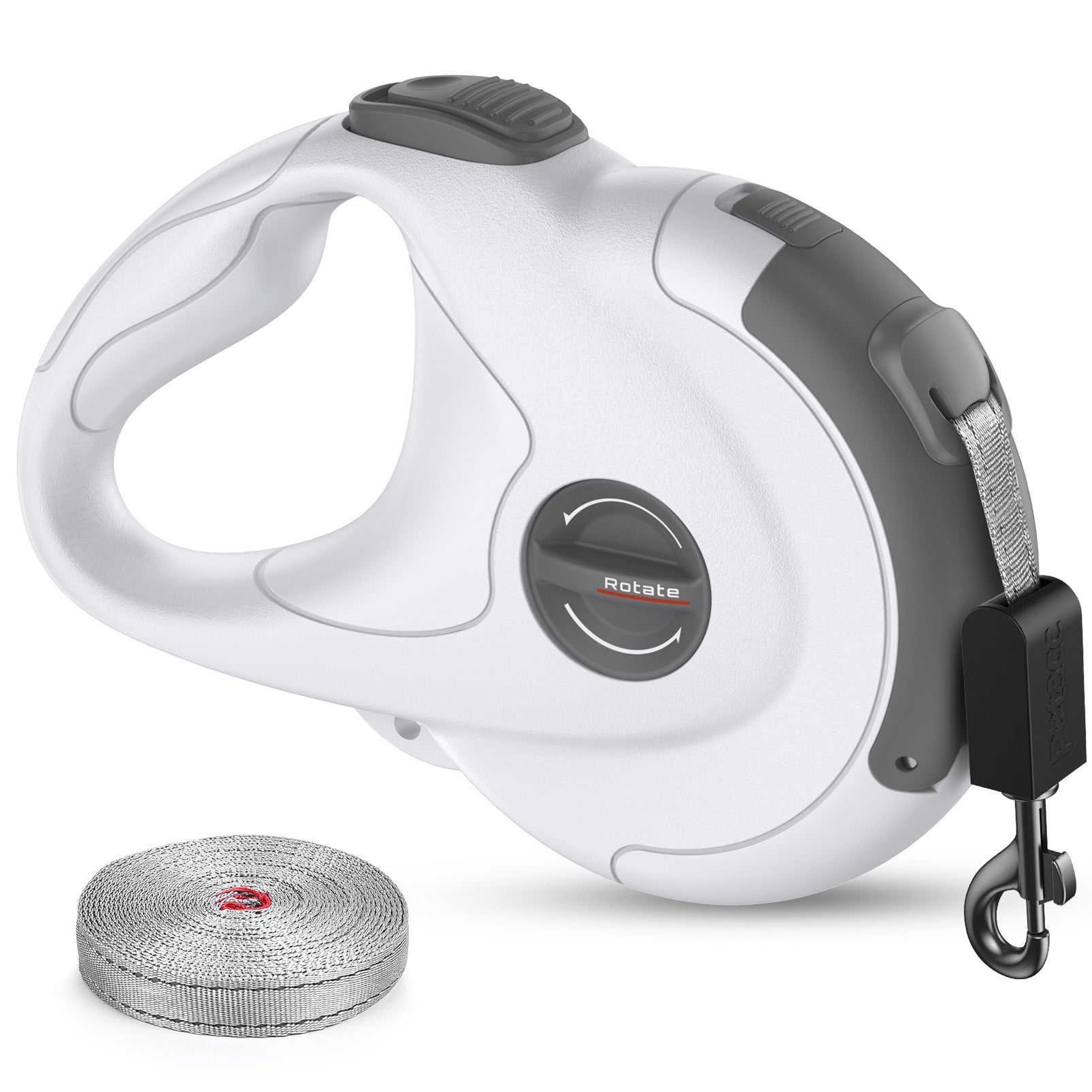 HKM-2047933 Retractable Reflective Dog Traction Belt - 4m Adjustable Pet Leash in Black or Off-White