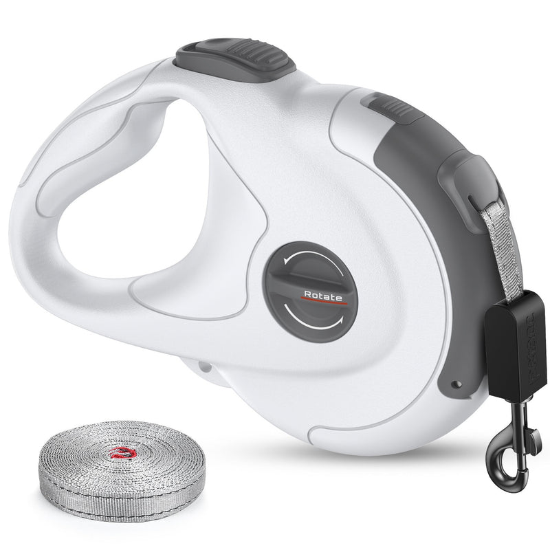 HKM-2047933 Retractable Reflective Dog Traction Belt - 4m Adjustable Pet Leash in Black or Off-White