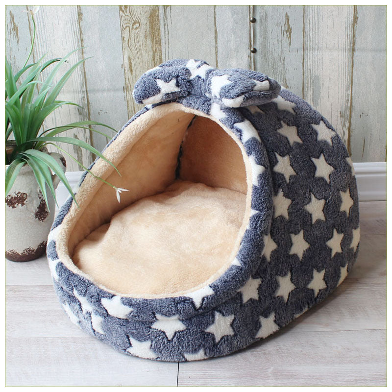 HKM-2048189 All-Season Warm Cat Nest Bed for Small and Medium Dogs – Soft Cloth Material