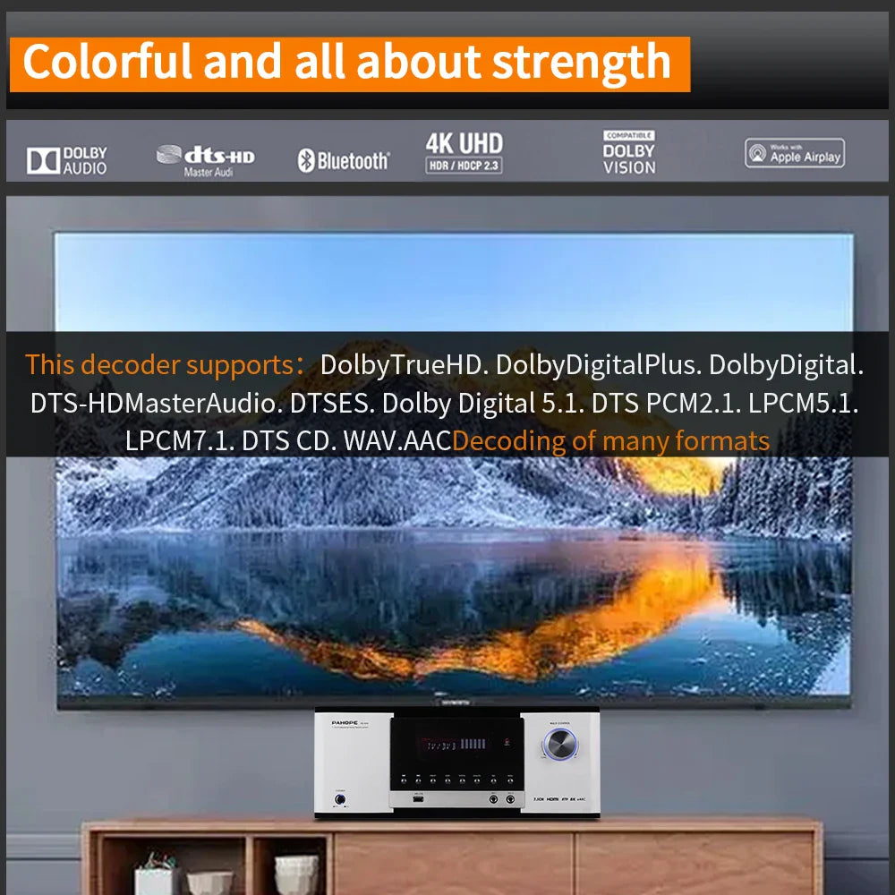HKM-204819 7.1 Channel Home Theatre Power Amplifier with 3D/4K DTS HD Digital Sound and Bluetooth Connectivity