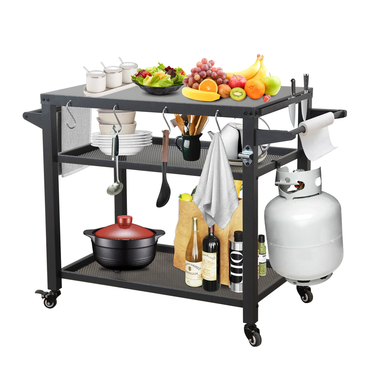 HKM-204819 Adjustable Outdoor Grill Cart with Compact and Durable Design for Easy Transport