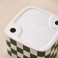 HKM-2048317 Lattice Ceramic High Foot Pet Bowl for Cats and Small Dogs in Black and White
