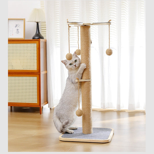 HKM-204947 Scratch-Resistant Hanging Ball Toy for Cats - Pine & Multi-Layer Board Climbing Frame