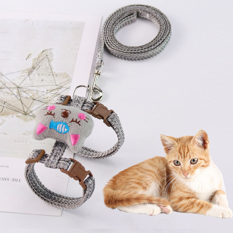 HKM-2049597 Adjustable I-Shaped Pet Harness with Traction Rope for Walking Cats