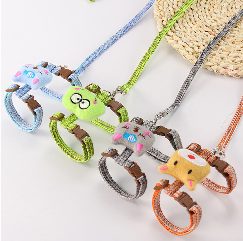 HKM-2049597 Adjustable I-Shaped Pet Harness with Traction Rope for Walking Cats