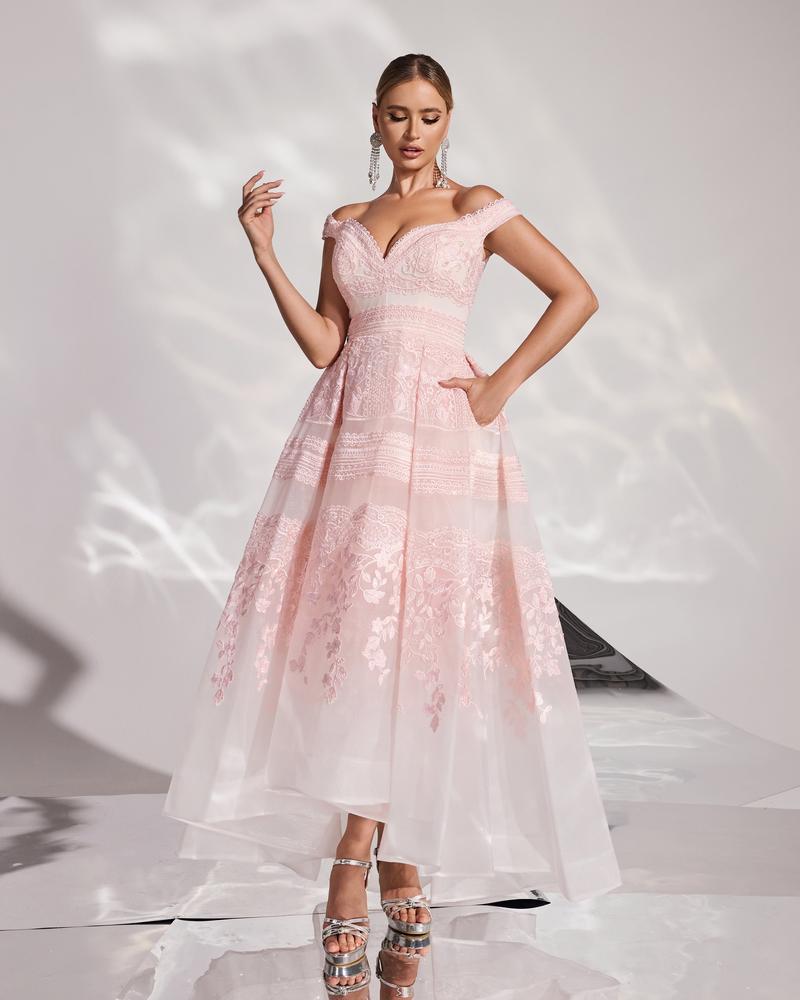 HKM-205011 Elegant Pink Evening Dress with Subtle Detailing - EZ25166