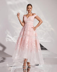 HKM-205011 Elegant Pink Evening Dress with Subtle Detailing - EZ25166