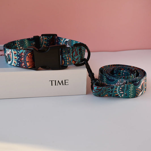 HKM-205011 Nylon Printed Dog Collar Leash For Puppies