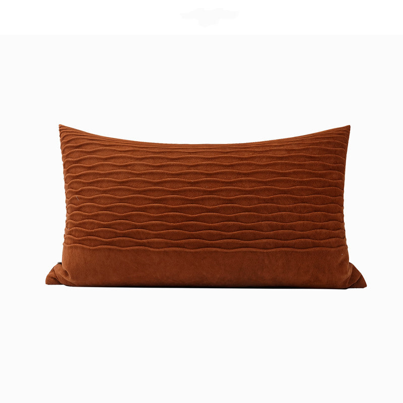 HKM-205139 Dark Brown Coffee Color Wave Pattern Modern Minimalist Waist Pillow 30x50cm or 35x55cm