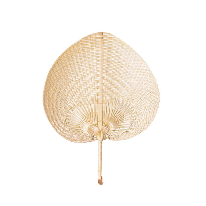 HKM-205139 Hand Woven Peach-Shaped Bamboo Fan for Cool Comfort - 38cm x 30cm