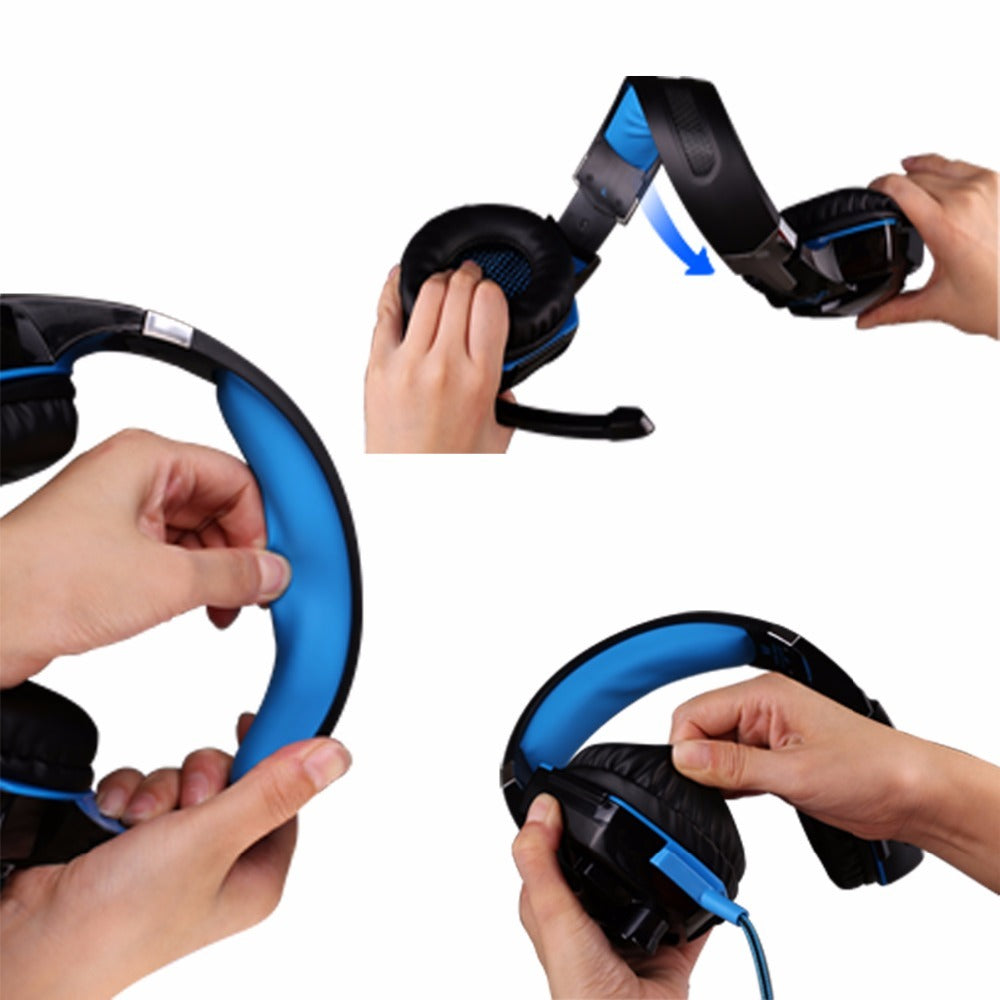 HKM-205203 Wired Luminous Headset with 3.5mm and USB Connectors, Includes Mouse and Mouse Pad
