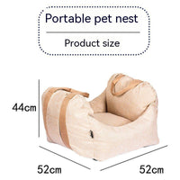 HKM-2052157 Portable Light Brown Car Kennel for Dogs - 44CM x 52CM Cloth Design