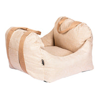 HKM-2052157 Portable Light Brown Car Kennel for Dogs - 44CM x 52CM Cloth Design