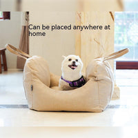 HKM-2052157 Portable Light Brown Car Kennel for Dogs - 44CM x 52CM Cloth Design