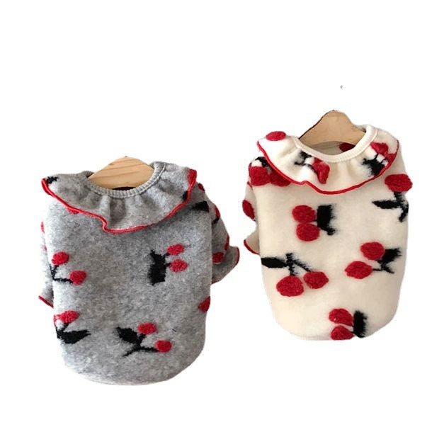 HKM-2052669 Cozy Gray Sweater for Small Pomeranian Puppies - Spring & Autumn Wear, Multiple Sizes Available