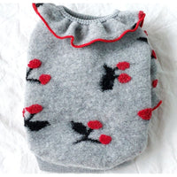 HKM-2052669 Cozy Gray Sweater for Small Pomeranian Puppies - Spring & Autumn Wear, Multiple Sizes Available