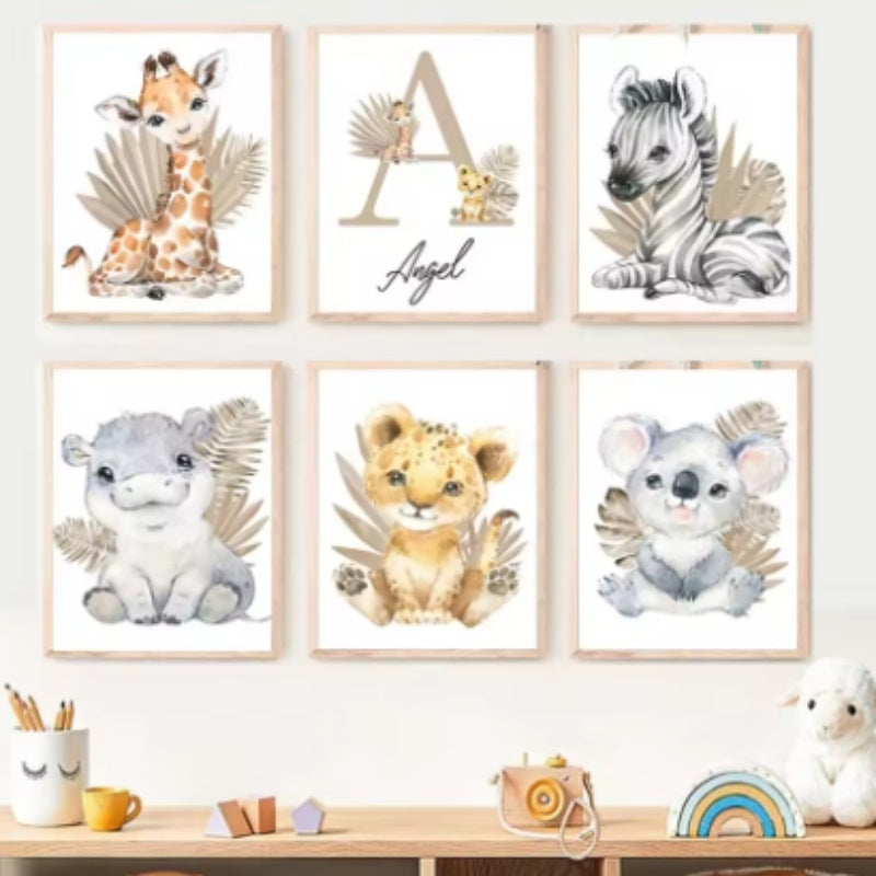 HKM-205395 Jungle Animal Canvas Wall Art for Children's Rooms in Various Sizes