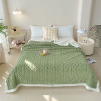 HKM-205459 Rhombus Tower Plant and Flower Velvet Fleece Blanket - Multiple Sizes Available