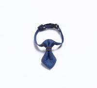 HKM-2055869 Adjustable Denim Bow Tie Collar for Cats and Dogs - Geometric Pattern, All Seasons