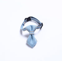 HKM-2055869 Adjustable Denim Bow Tie Collar for Cats and Dogs - Geometric Pattern, All Seasons