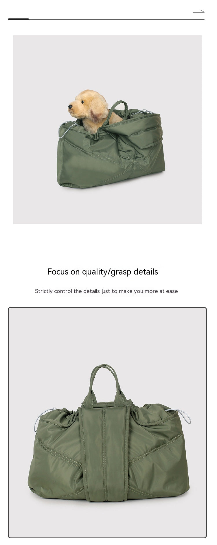 HKM-2056125 Large Capacity Solid Color Pet Carry Bag in Beige, Khaki, and Gray