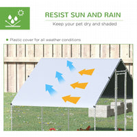 HKM-2057533 Large Metal Chicken Coop with Waterproof Cover - Walk-In Outdoor Run for Chickens, Rabbits, and Small Animals, 9.8' x 6.6' x 6.6'
