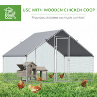 HKM-2057533 Large Metal Chicken Coop with Waterproof Cover - Walk-In Outdoor Run for Chickens, Rabbits, and Small Animals, 9.8' x 6.6' x 6.6'