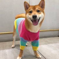 HKM-2058045 Rainbow Wool Dog Sweater in Various Sizes for Small to Large Breeds