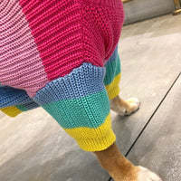 HKM-2058045 Rainbow Wool Dog Sweater in Various Sizes for Small to Large Breeds