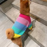 HKM-2058045 Rainbow Wool Dog Sweater in Various Sizes for Small to Large Breeds