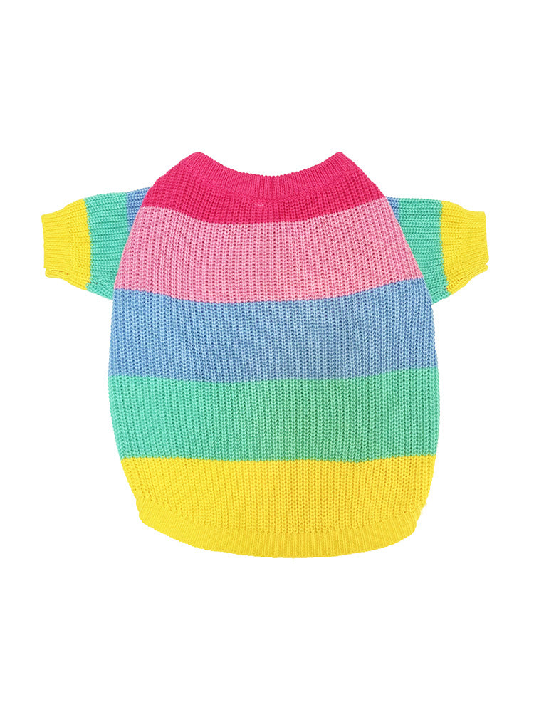 HKM-2058045 Rainbow Wool Dog Sweater in Various Sizes for Small to Large Breeds