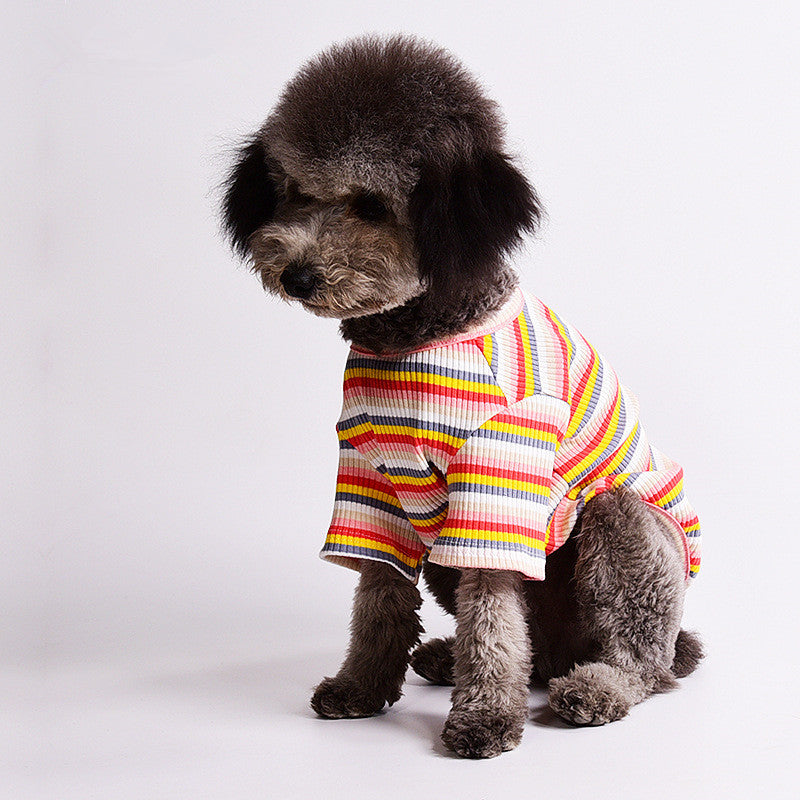 HKM-2059453 Summer Striped Cotton Vest for Dogs and Cats - Lightweight & Breathable Design