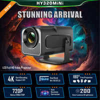 HKM-205971 Mini 4K Smart Projector with 150-Inch Screen, 1280x720p Resolution, Android 11, for Home and Outdoor Use