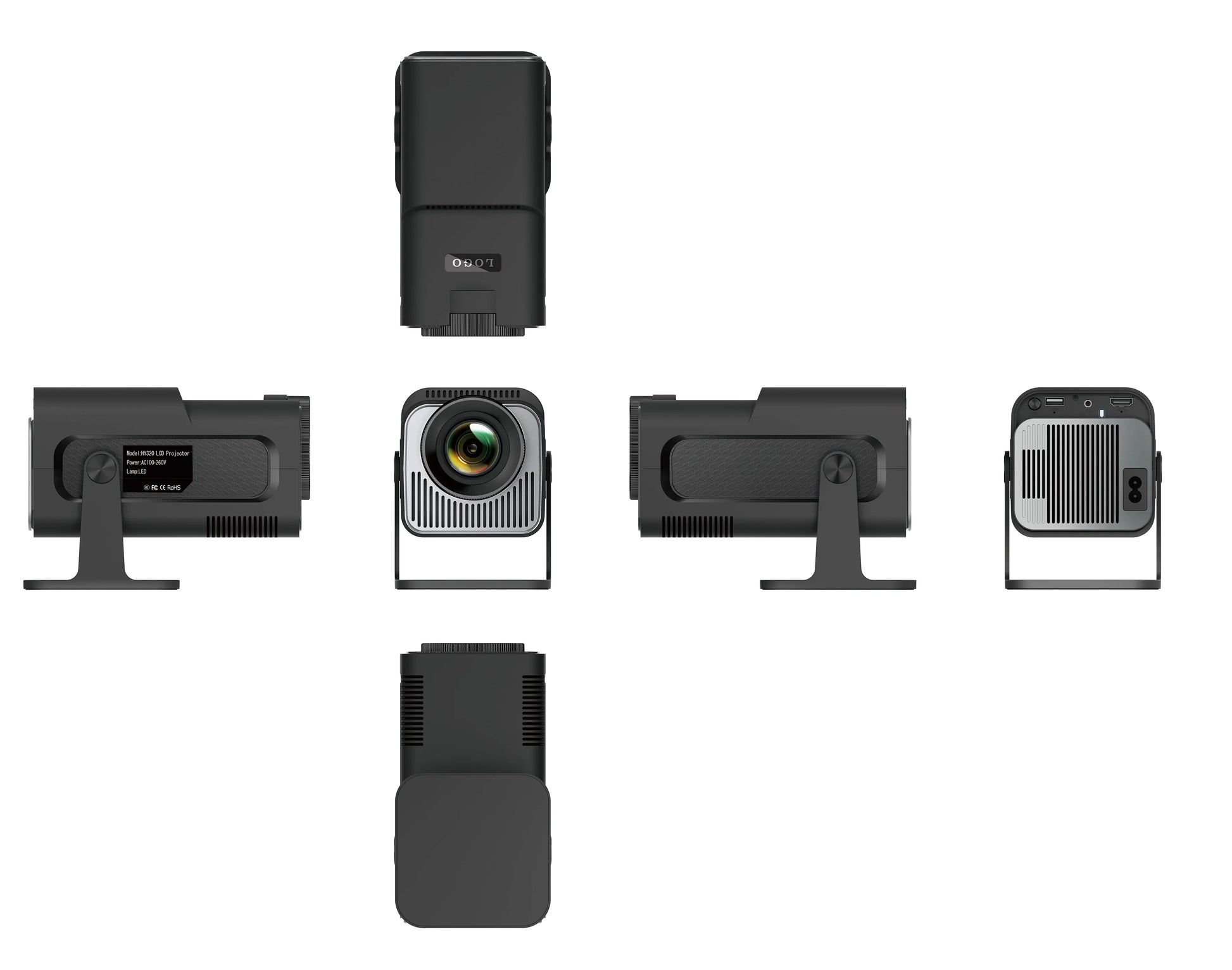 HKM-205971 Mini 4K Smart Projector with 150-Inch Screen, 1280x720p Resolution, Android 11, for Home and Outdoor Use