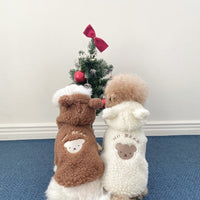 HKM-2060221 Soft Lamb Wool Plus Velvet Padded Pet Apparel - Casual Cotton Clothing in White and Brown, Sizes XS-XL