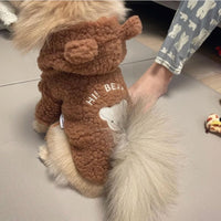 HKM-2060221 Soft Lamb Wool Plus Velvet Padded Pet Apparel - Casual Cotton Clothing in White and Brown, Sizes XS-XL