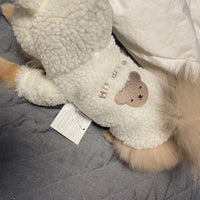 HKM-2060221 Soft Lamb Wool Plus Velvet Padded Pet Apparel - Casual Cotton Clothing in White and Brown, Sizes XS-XL